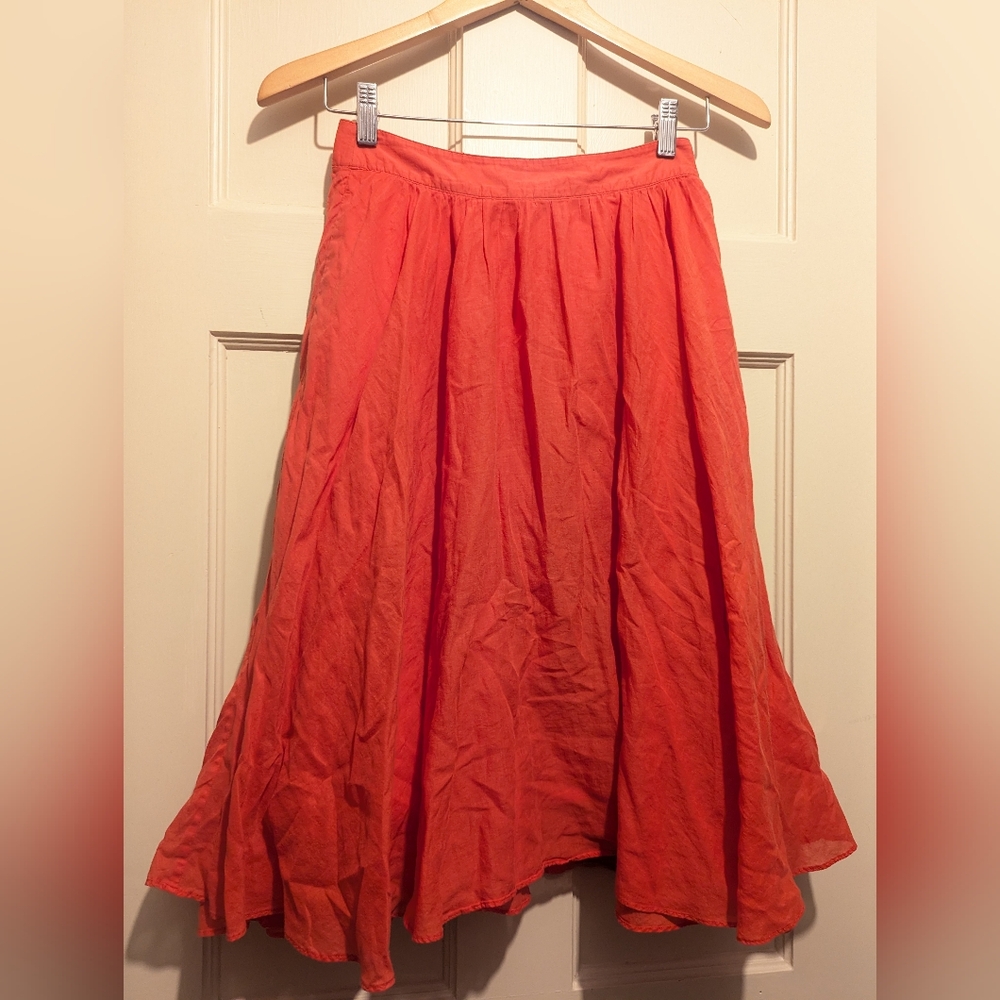 J. Crew Coral Midi Skirt